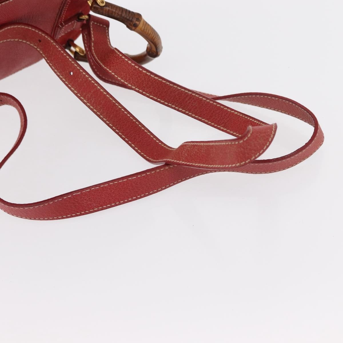 Gucci Vintage Bamboo Leather Red Leather Backpack Bag (Pre-Owned)