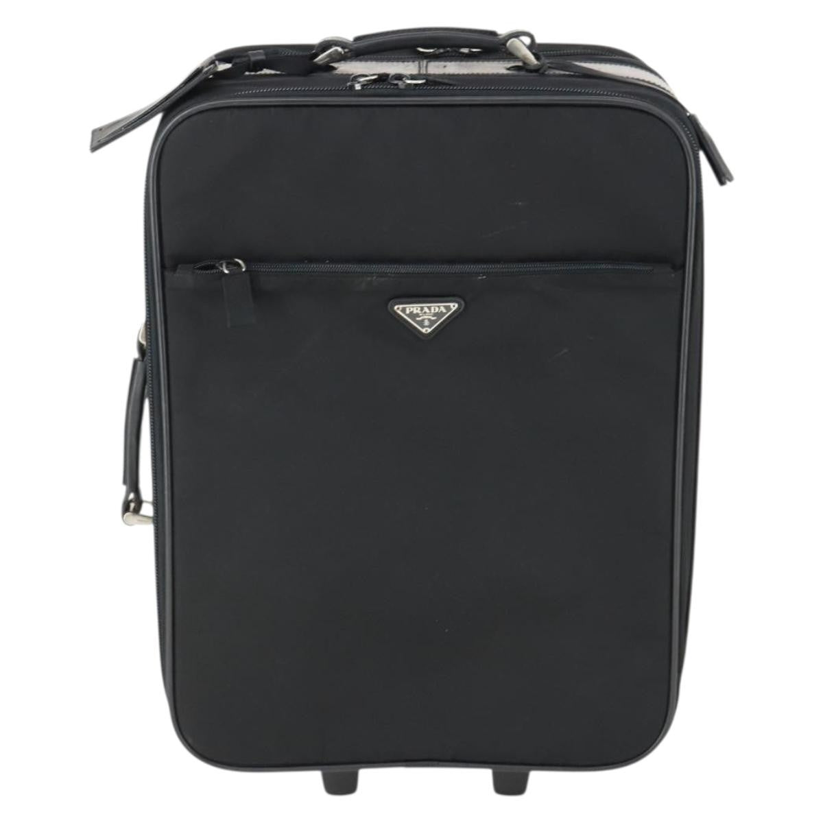 Prada Trolley Rolling Luggage Tessuto And Saffiano Leather Black Nylon Travel Bag Bag (Pre-Owned)
