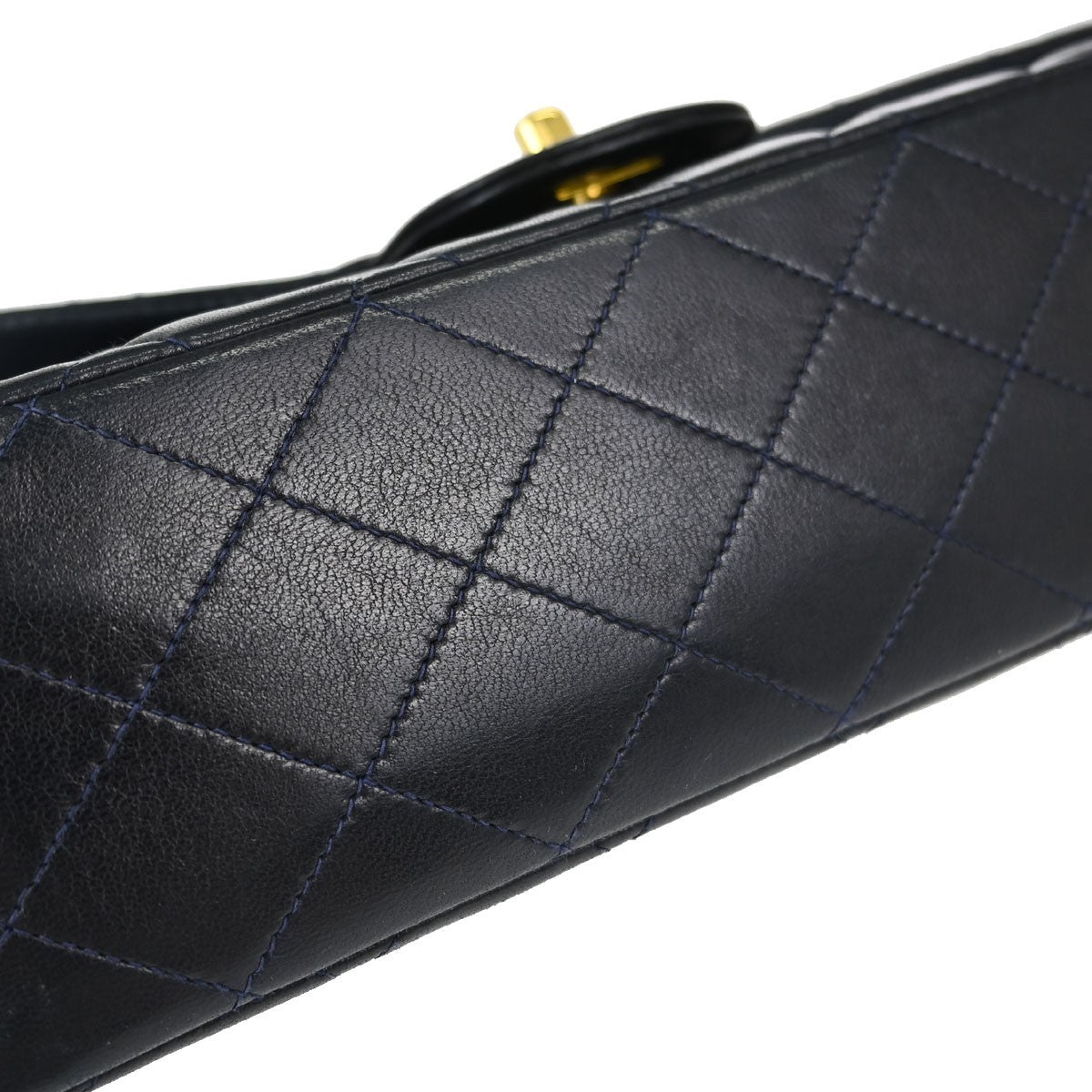 Chanel Timeless - Classic Double Flap Quilted Lambskin Navy Leather Shoulder Bag Bag (Pre-Owned)