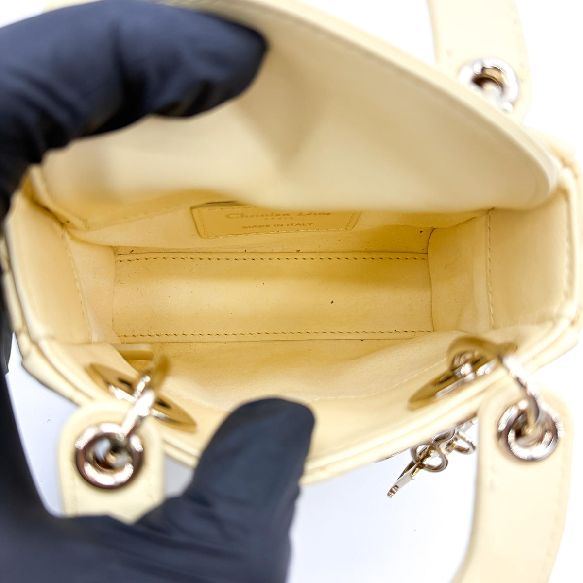 Christian Dior Lady Dior Lambskin Yellow Lamb Handbag (Pre-Owned)