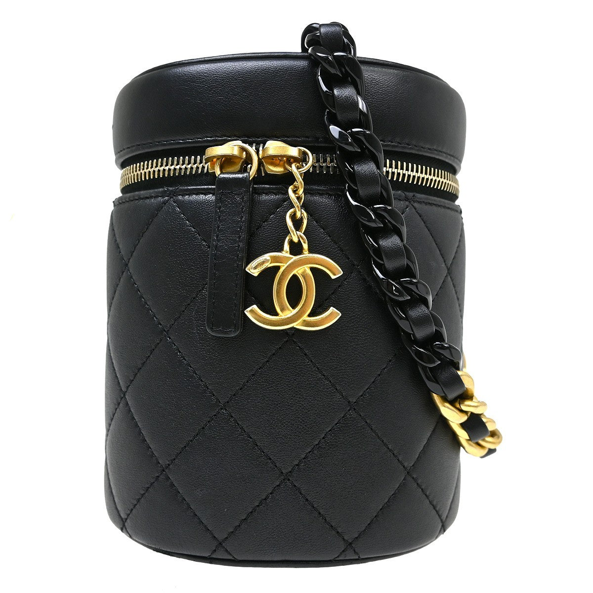Chanel Side Note Vanity Case Quilted Lambskin Black Leather Shoulder Bag Bag (Pre-Owned)