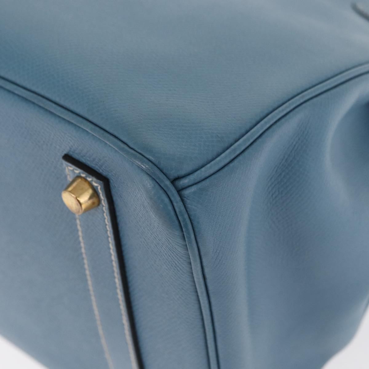 Hermes Birkin Blue Epsom With Gold Hardware Blue Leather Handbag (Pre-Owned)