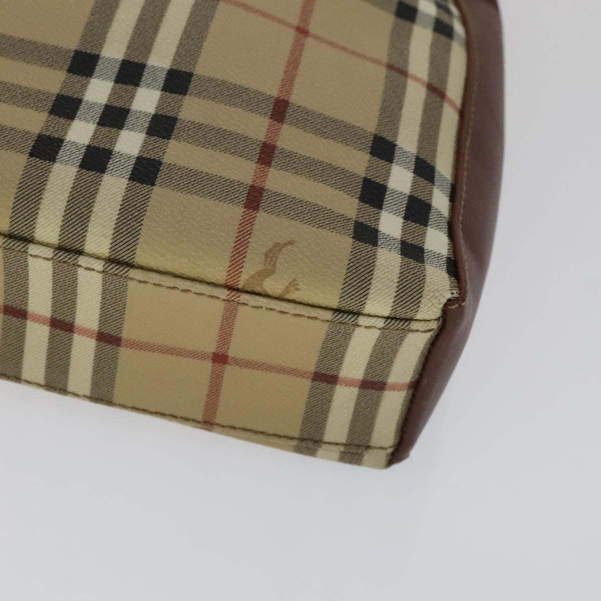 Burberry Shoulder Haymarket Coated Canvas Beige Pvc Bag (Pre-Owned)