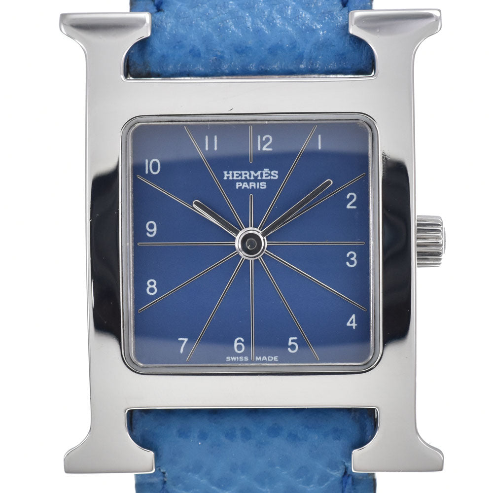 Hermes Heure H Quartz Plated Metal And Leather Watch (Pre-Owned)