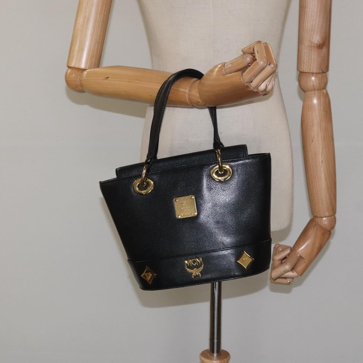 MCM Vintage Leather Black Leather Handbag (Pre-Owned)