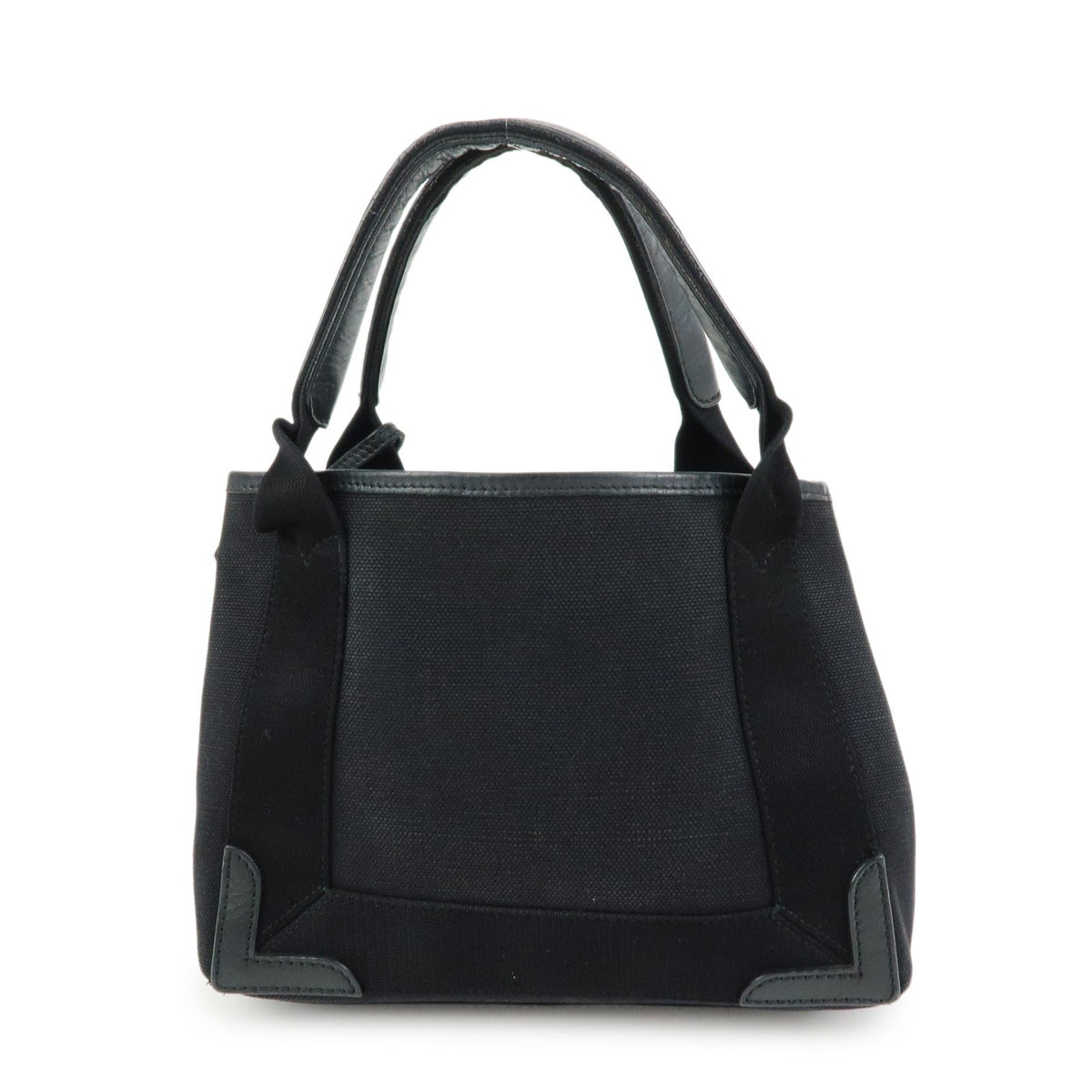 Balenciaga Navy Cabas Canvas With Leather Black Canvas Tote Bag Bag (Pre-Owned)