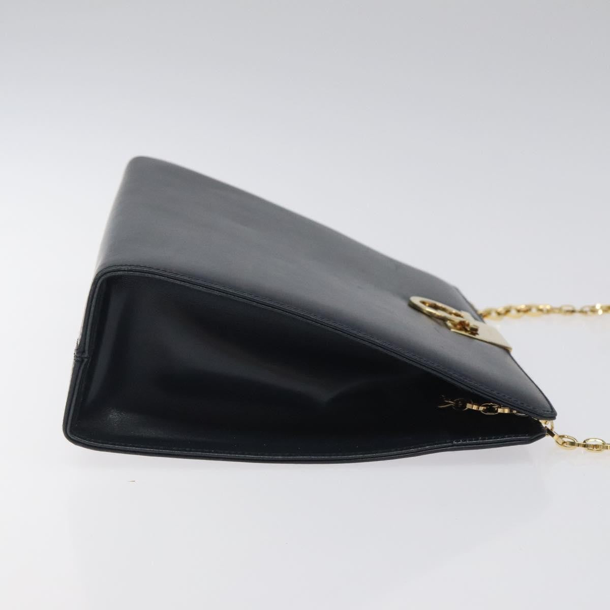 Salvatore Ferragamo Vintage Gancini Chain Leather Navy Leather Shoulder Bag Bag (Pre-Owned)