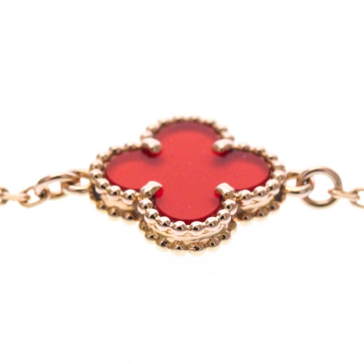 Van Cleef & Arpels Sweet Alhambra 18K Rose Gold And Carnelian Gold Pink_Gold Bracelet Jewelry (Pre-Owned)