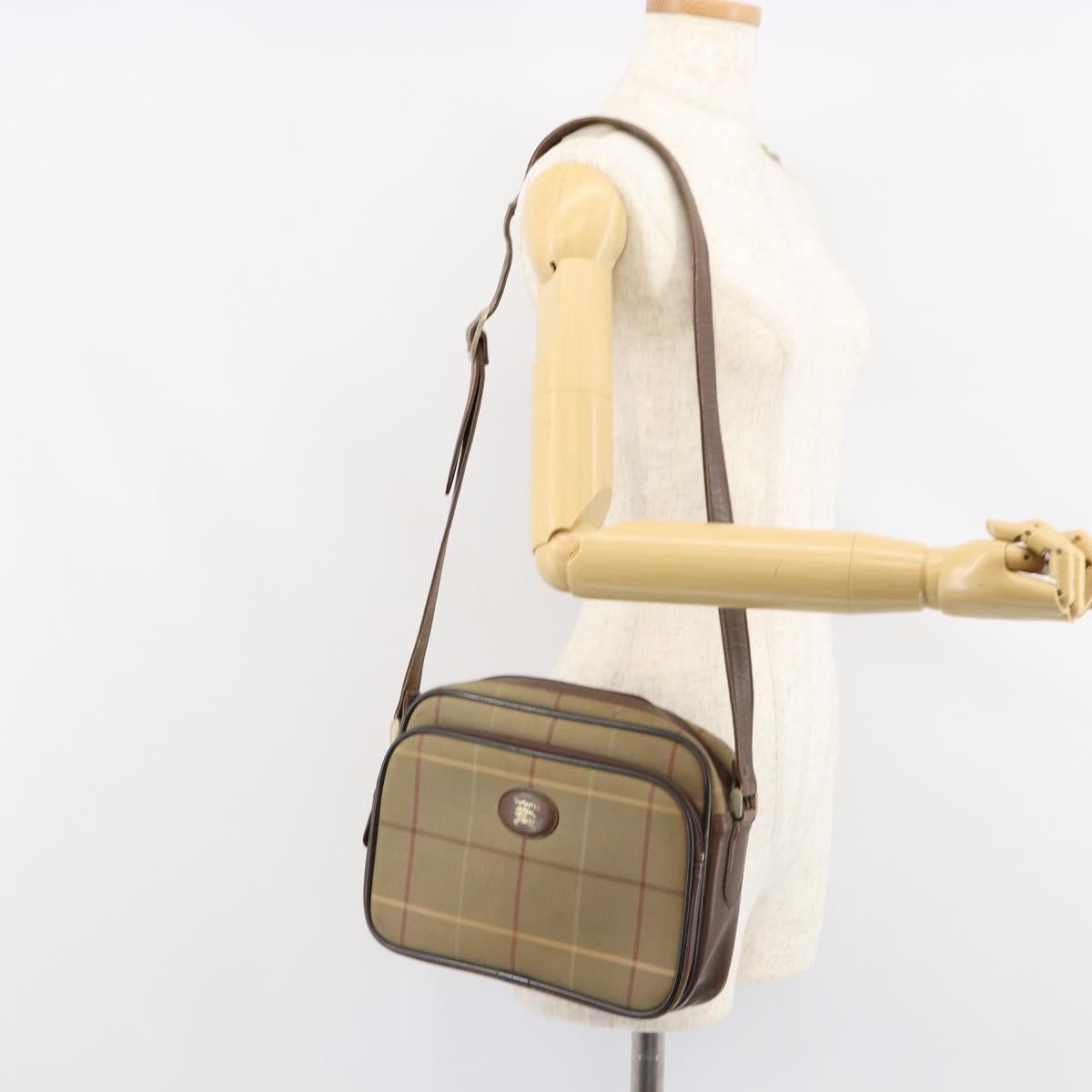 Burberry Nova Check Canvas Beige Canvas Shoulder Bag Bag (Pre-Owned)