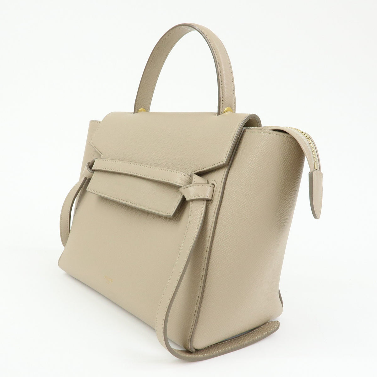Celine Belt Textured Leather Beige Leather Handbag (Pre-Owned)