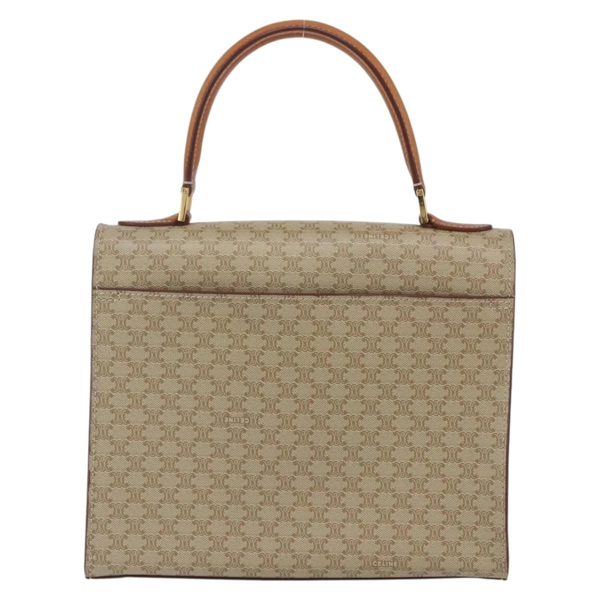 Celine Vintage Macadam Canvas And Leather Beige Canvas Handbag (Pre-Owned)