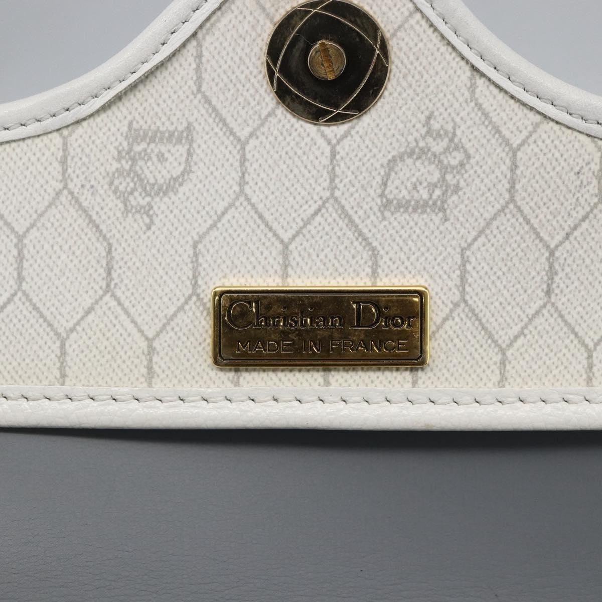 Christian Dior Vintage Honeycomb Flap Coated Canvas White Canvas Shoulder Bag Bag (Pre-Owned)