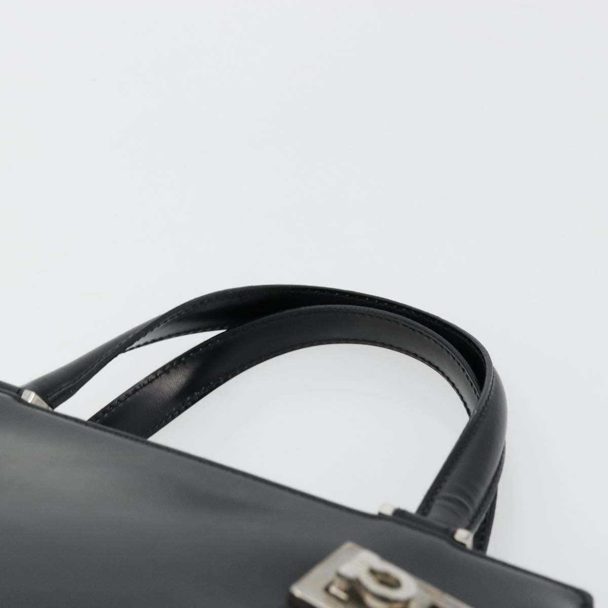 Salvatore Ferragamo Double Gancini Side Buckle Leather Black Leather Tote Bag Bag (Pre-Owned)