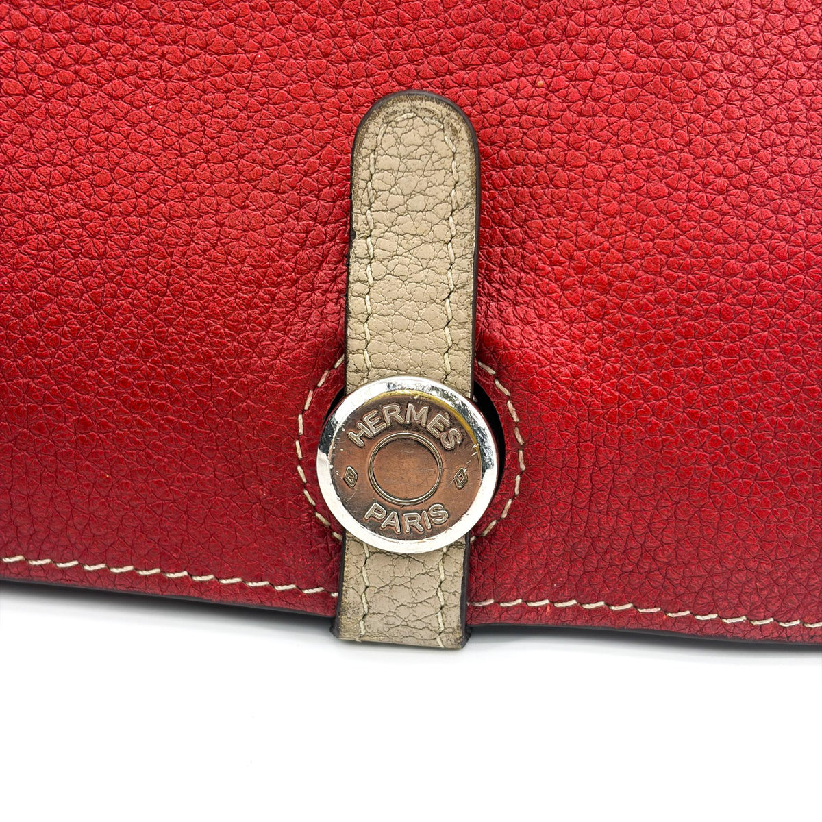 Hermes Bicolor Dogon Duo Combined Leather Red Leather Wallets Accessory (Pre-Owned)