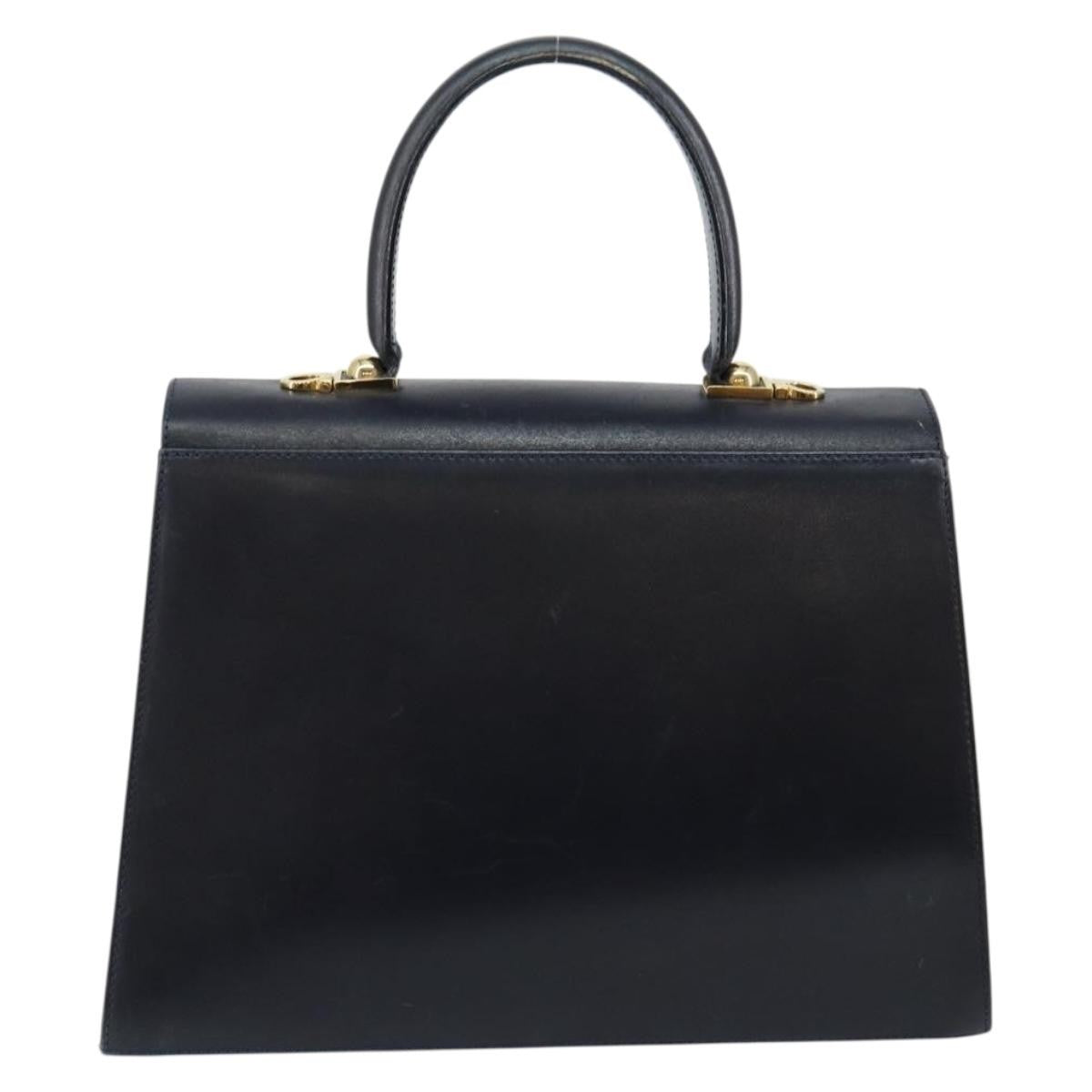 Salvatore Ferragamo Gancini Convertible Top Handle Leather Navy Leather Handbag (Pre-Owned)