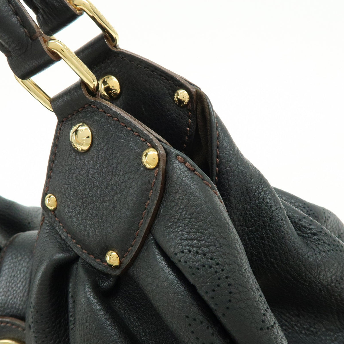 Louis Vuitton L Hobo Mahina Leather Black Leather Shoulder Bag Bag (Pre-Owned)