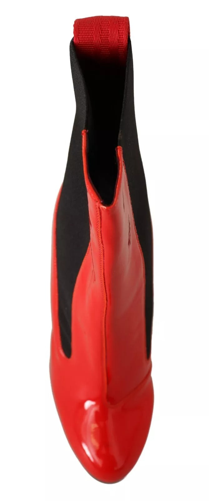 GCDS Red Leather Black Fabric Logo Heel Ankle Boots Women's Shoes (Pre-Owned)