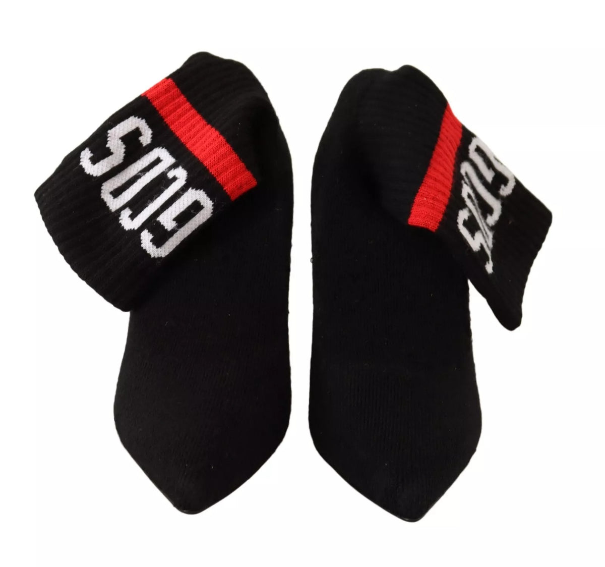 GCDS Black Suede Logo Socks Block Heel Ankle Boots Women's Shoes (Pre-Owned)