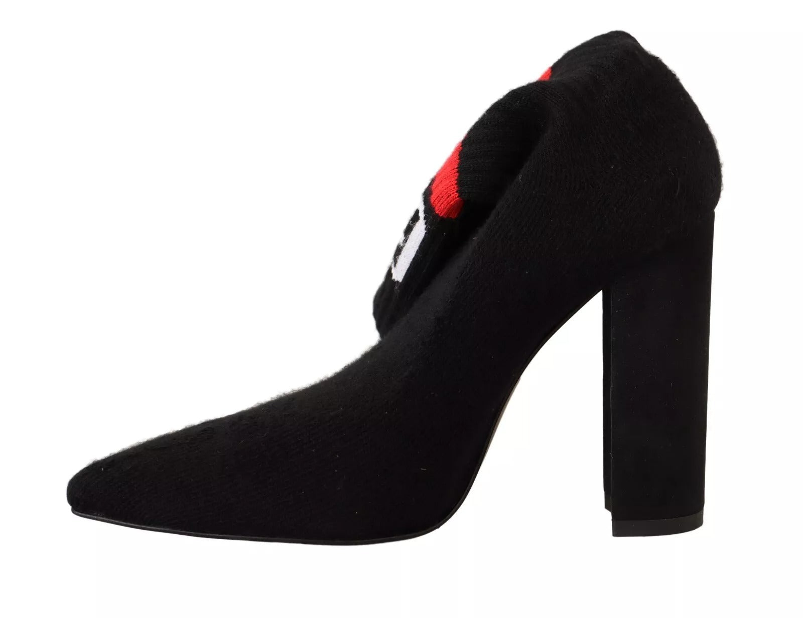 GCDS Black Suede Logo Socks Block Heel Ankle Boots Women's Shoes (Pre-Owned)