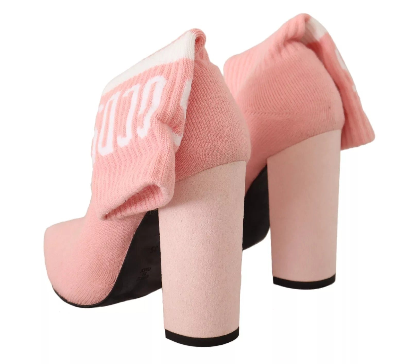 GCDS Pink Suede Logo Socks Block Heel Ankle Boots Women's Shoes (Pre-Owned)
