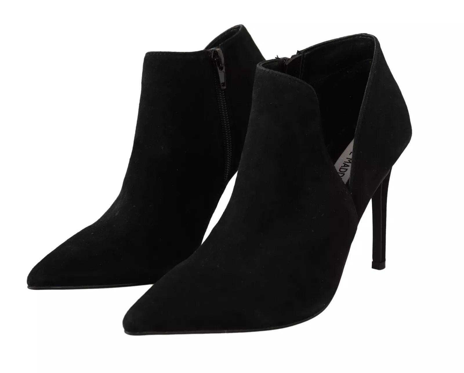 Steve Madden Black Suede Leather Stiletto Heels Boots Women's Shoes (Pre-Owned)
