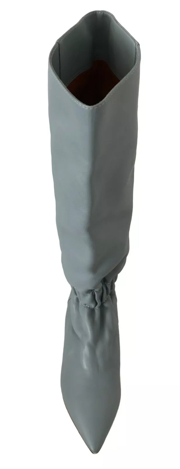 Valentino Blue Leather Elastic Flats Pull On Knee High Boots Women's Shoes (Pre-Owned)