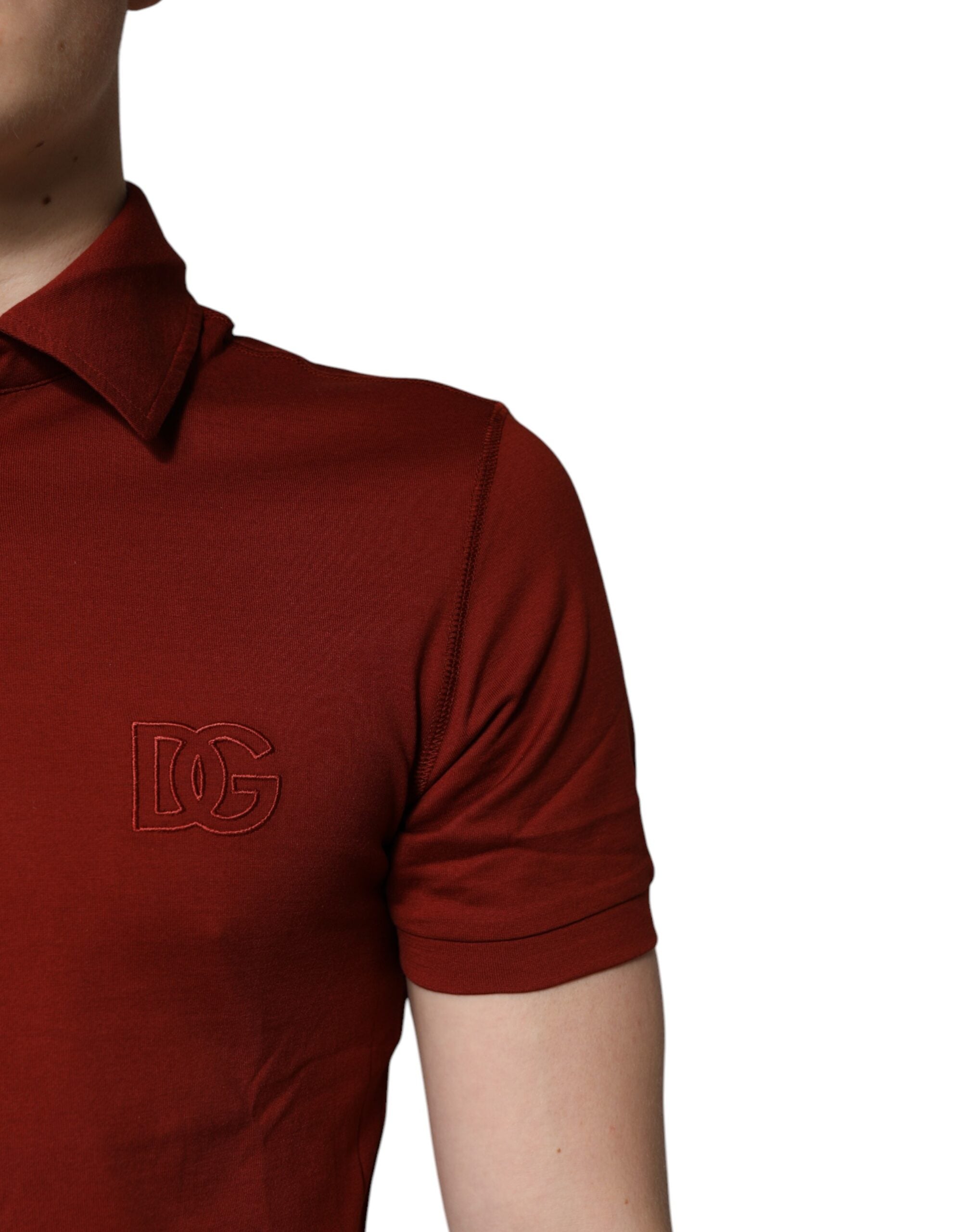 Dolce & Gabbana Red Cotton DG Logo Collared Men Polo Men's T-shirt