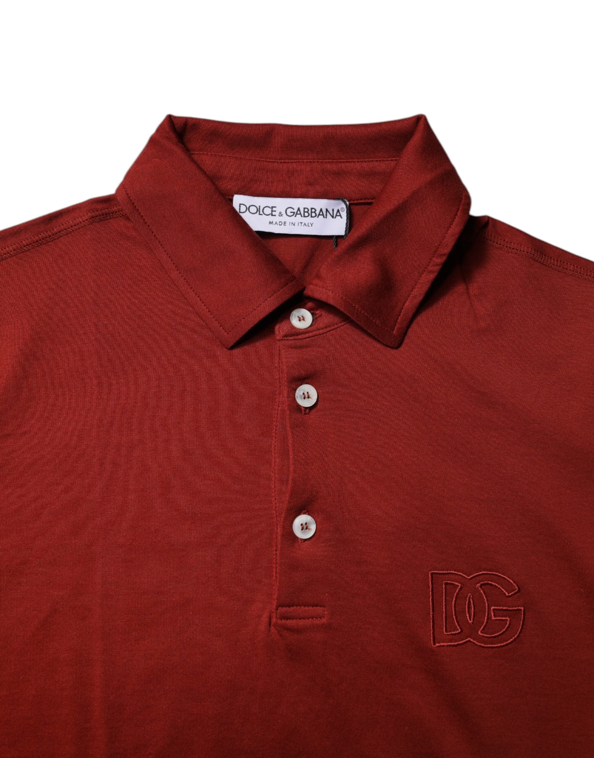Dolce & Gabbana Red Cotton DG Logo Collared Men Polo Men's T-shirt