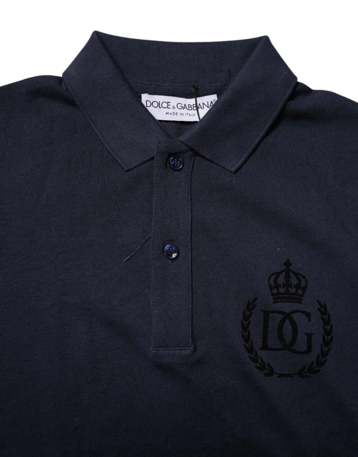 Dolce & Gabbana Dark Blue Cotton Crown Collared Polo Men's T-shirt