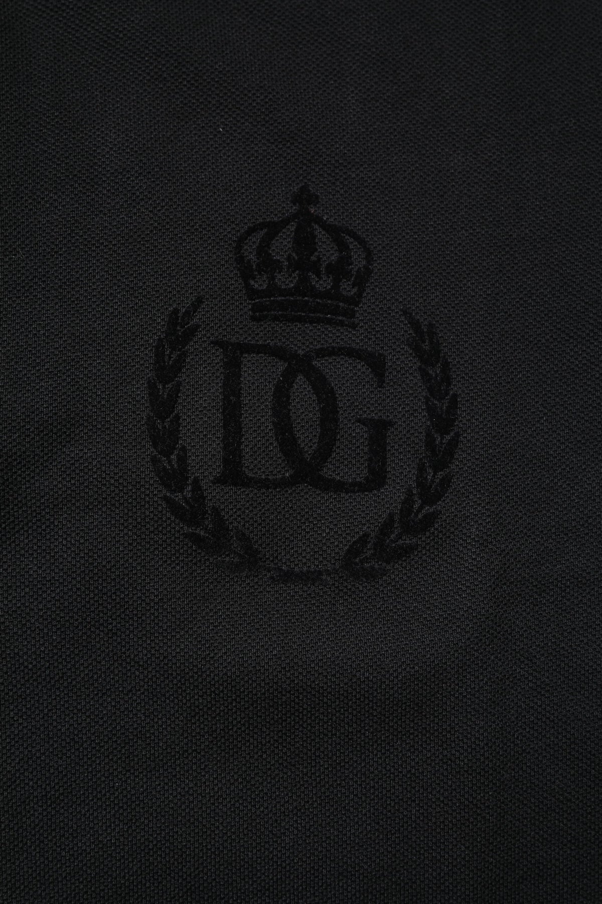 Dolce & Gabbana Black Cotton DG Logo Collared Polo Men's T-shirt