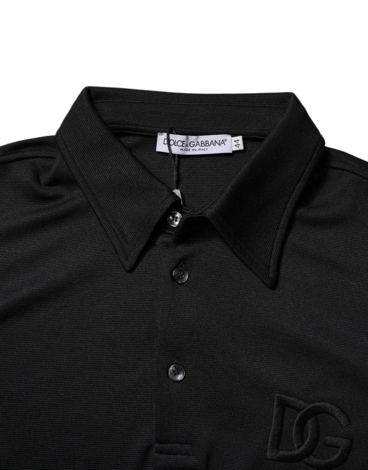 Dolce & Gabbana Black Polyester DG Logo Collared Polo Men's T-shirt