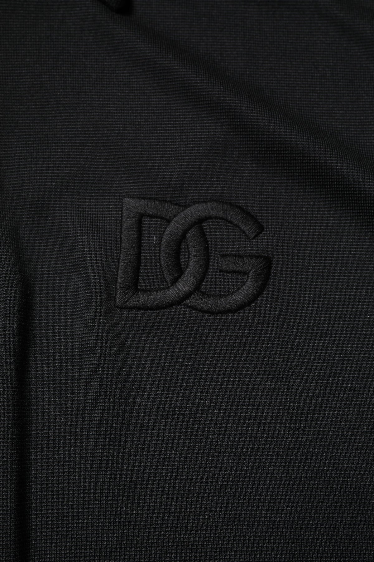 Dolce & Gabbana Black Polyester DG Logo Collared Polo Men's T-shirt