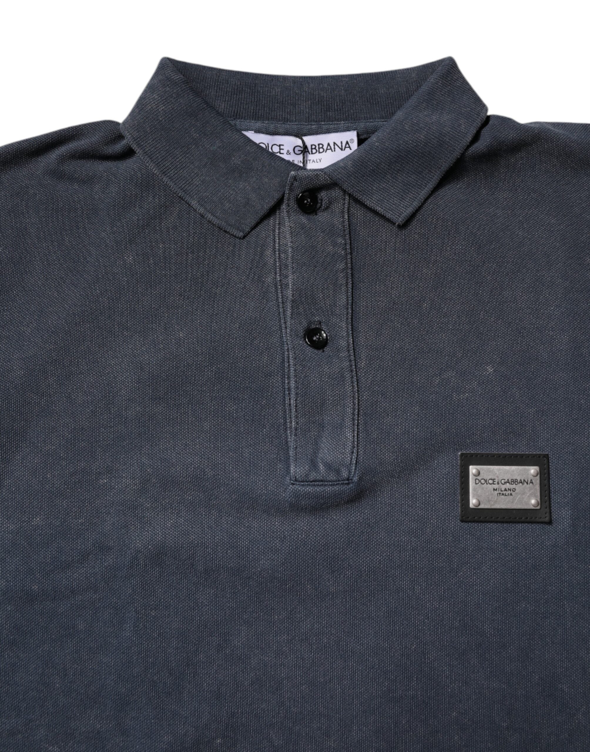 Dolce & Gabbana Black Cotton DG Logo Collared Polo Men's T-shirt