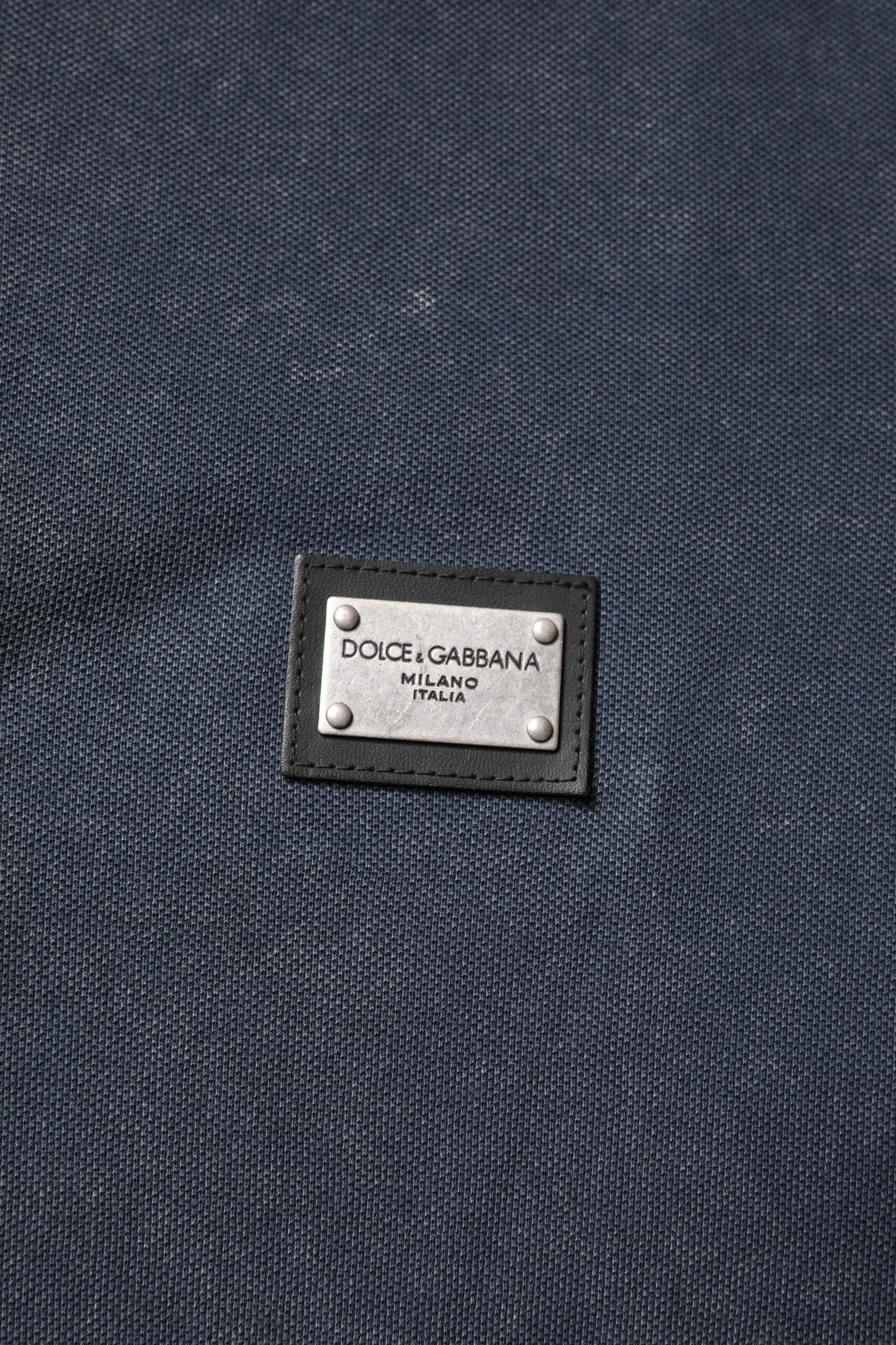 Dolce & Gabbana Dark Blue Logo Plaque Cotton Men Polo Shirt Men's T-shirt