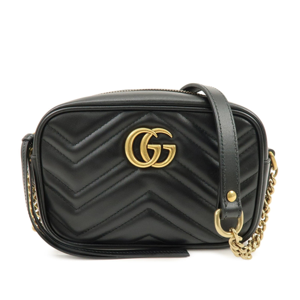 Gucci Gg Marmont Matelasse Leather Black Leather Shoulder Bag Bag (Pre-Owned)