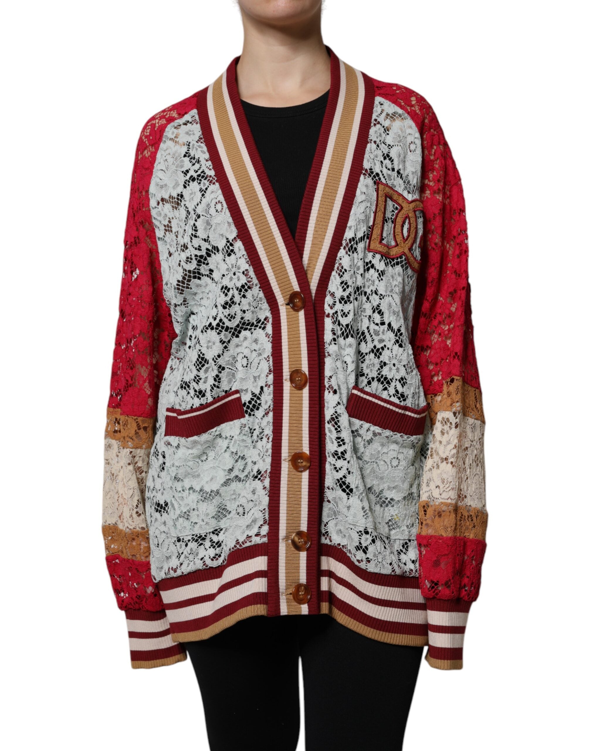 Dolce & Gabbana Multicolor Floral Lace Cardigan Women's Sweater