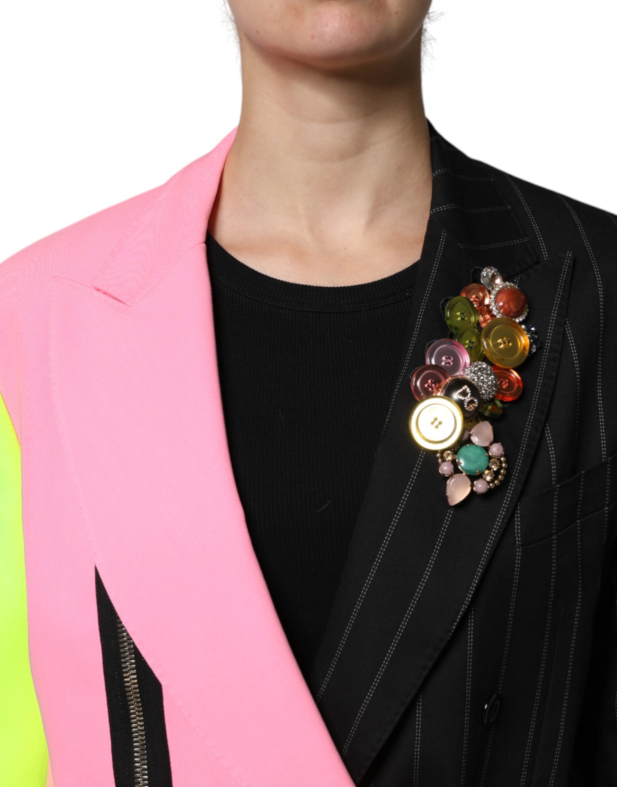 Dolce & Gabbana Multicolor Patchwork Embellished Coat Women's Jacket