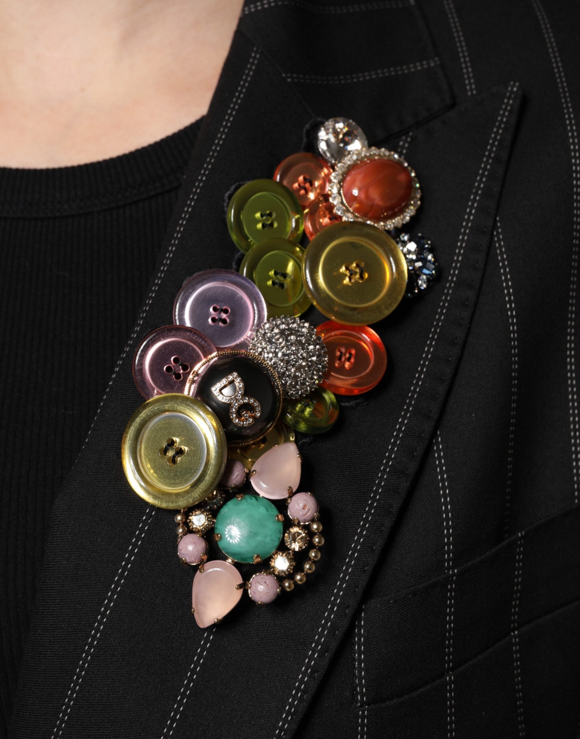 Dolce & Gabbana Multicolor Patchwork Embellished Coat Women's Jacket