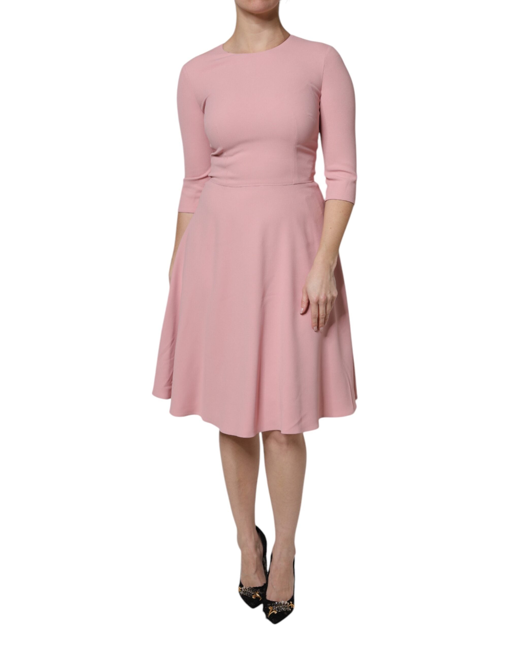 Dolce & Gabbana Pink A-line Flare Viscose 3/4 Sleeves Women's Dress (Pre-Owned)