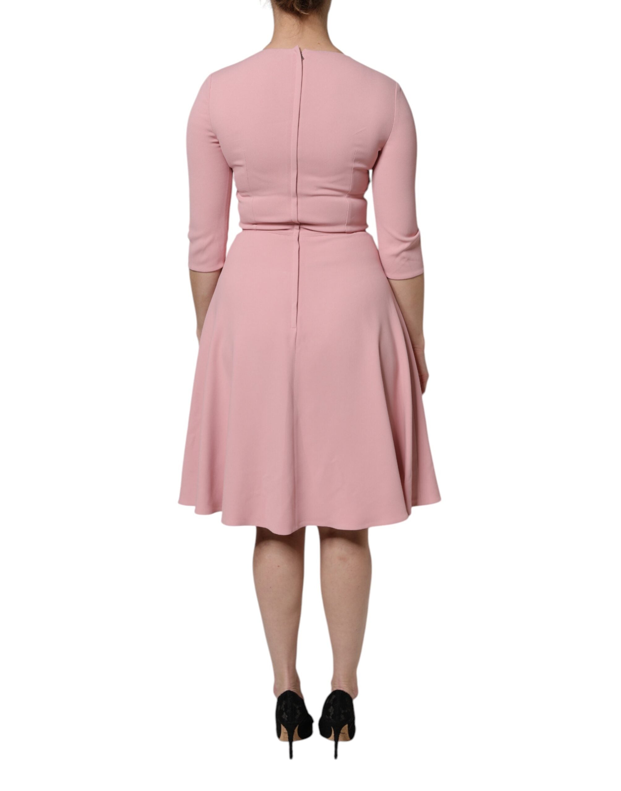 Dolce & Gabbana Pink A-line Flare Viscose 3/4 Sleeves Women's Dress (Pre-Owned)