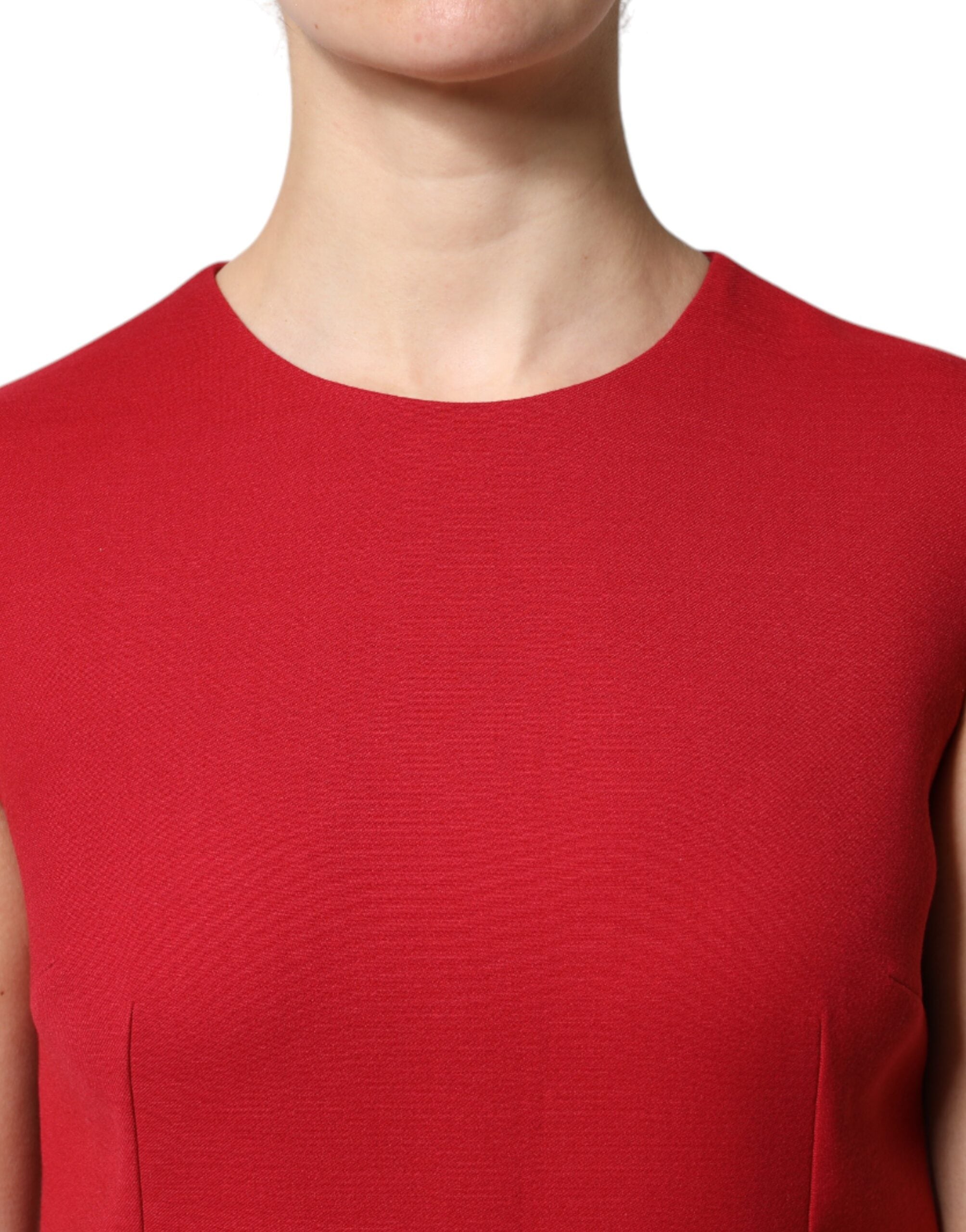 Dolce & Gabbana Red Wool Sleeveless Knee Length A-line Women's Dress