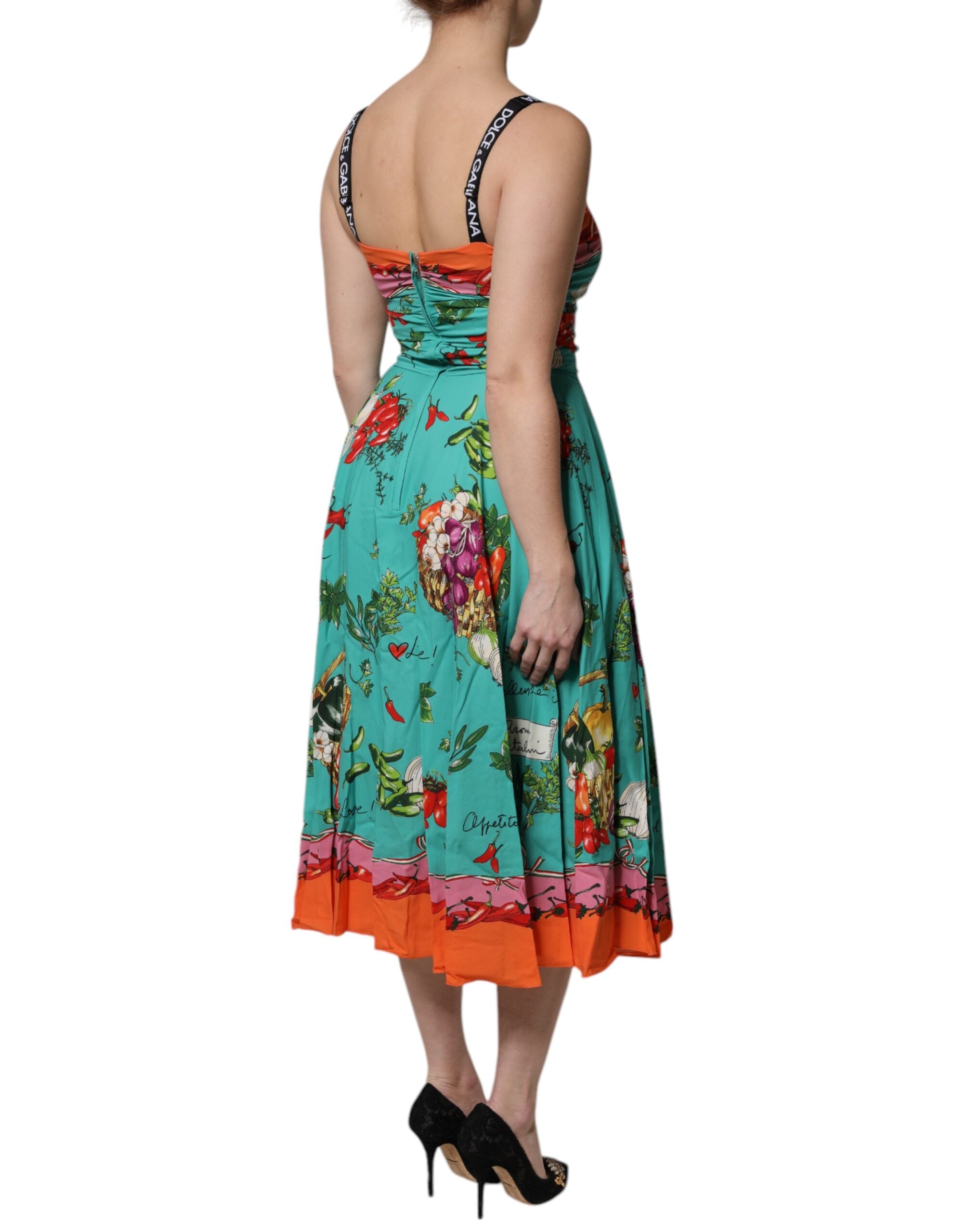 Dolce & Gabbana Multicolor Printed Silk Sleeveless Midi Women's Dress