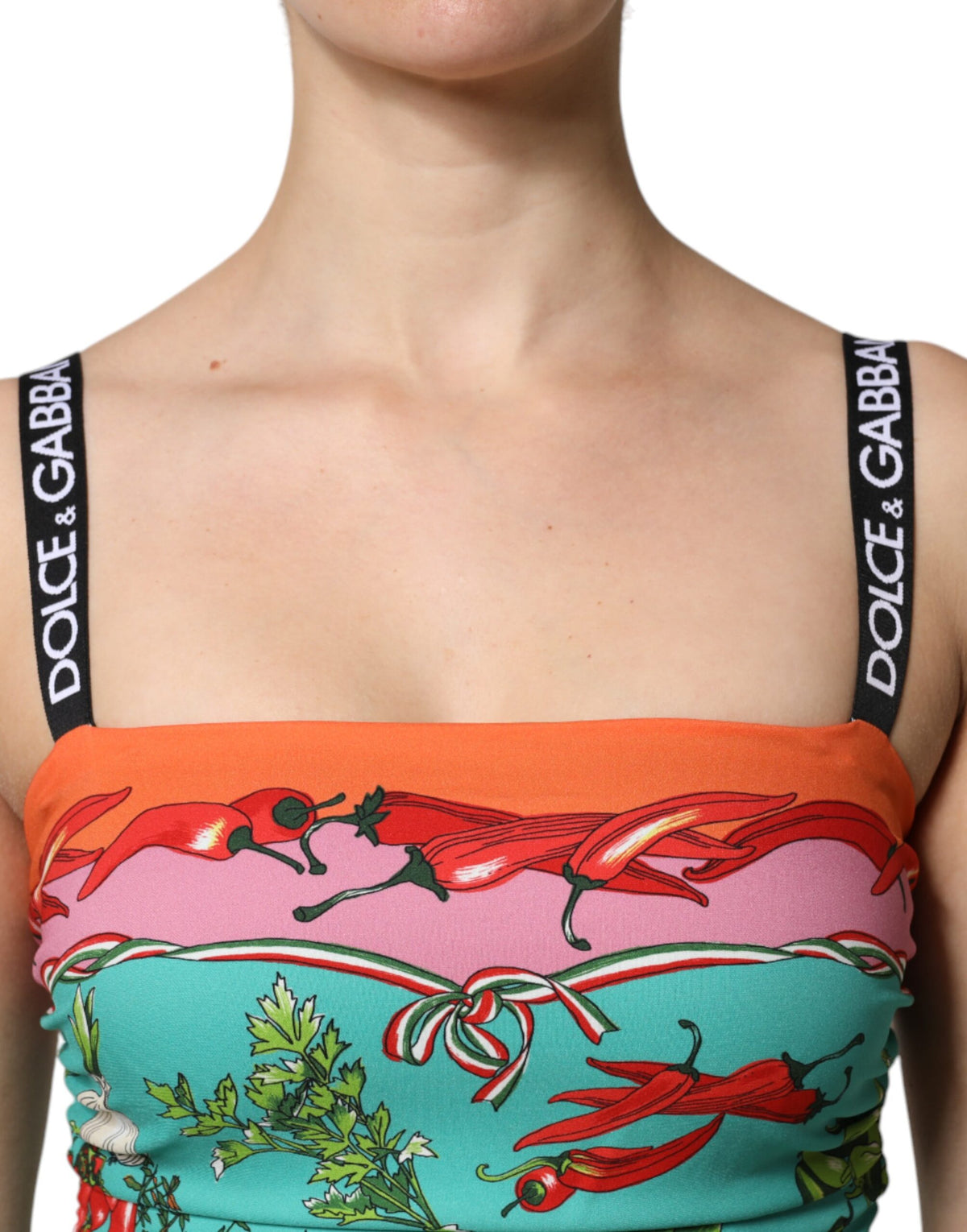 Dolce & Gabbana Multicolor Printed Silk Sleeveless Midi Women's Dress