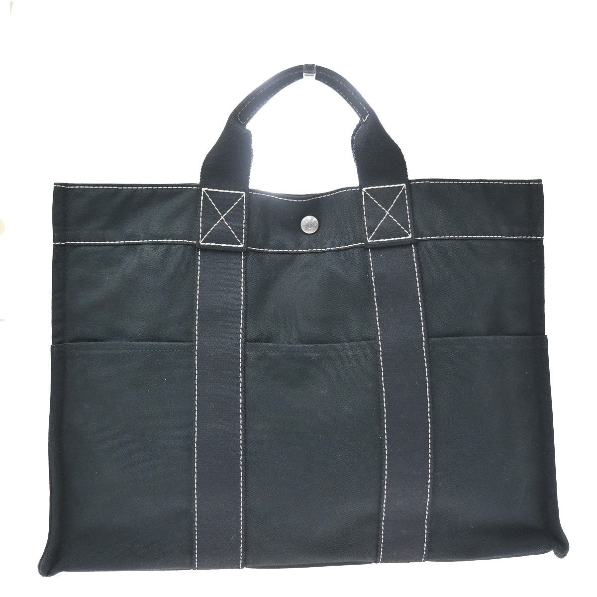 Hermes Fourre Tout Toile Black Cotton Tote Bag Bag (Pre-Owned)