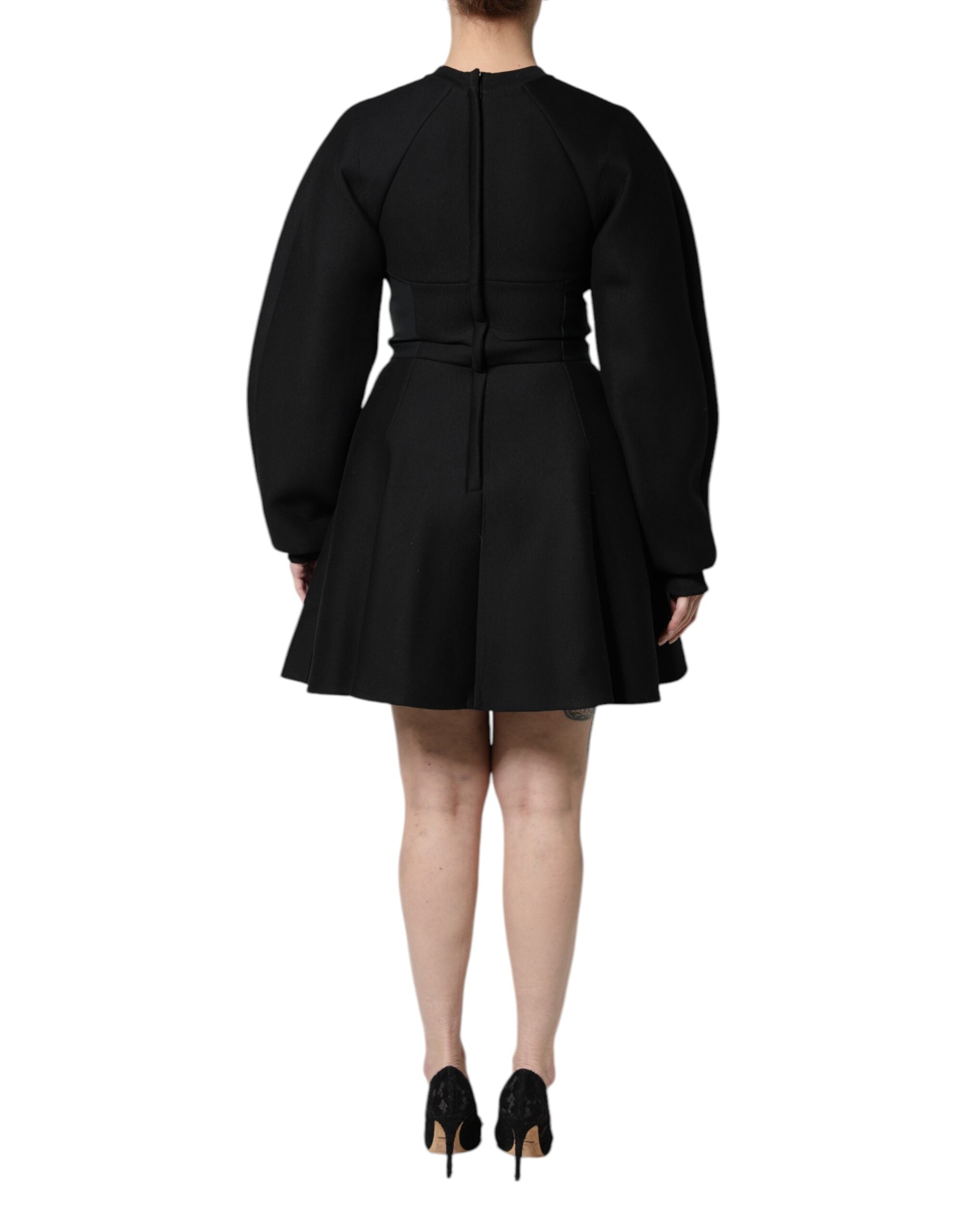 Dolce & Gabbana Black Cotton Long Sleeves A-line Mini Women's Dress