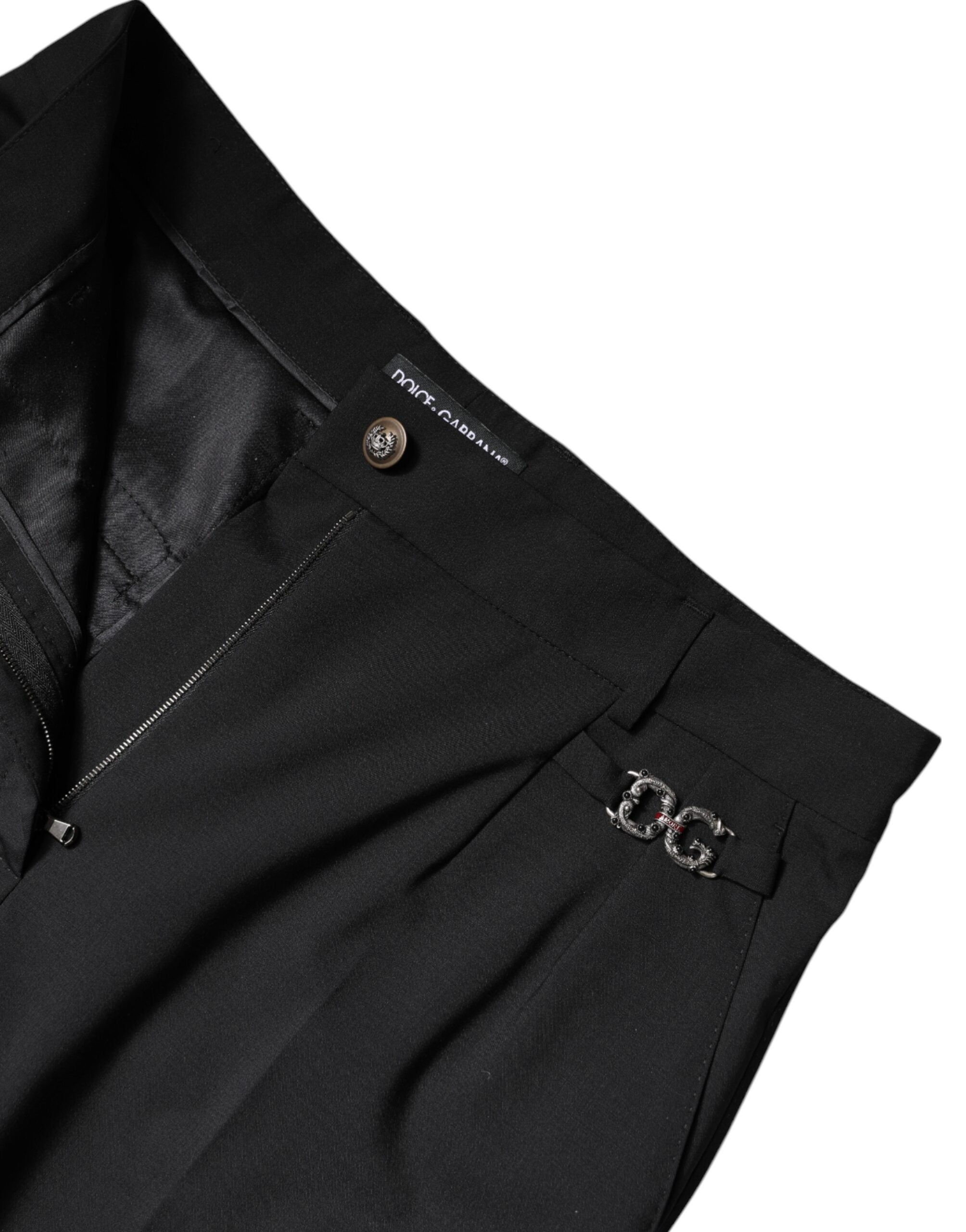 Dolce & Gabbana Black Polyester High Waist Dress Women's Pants