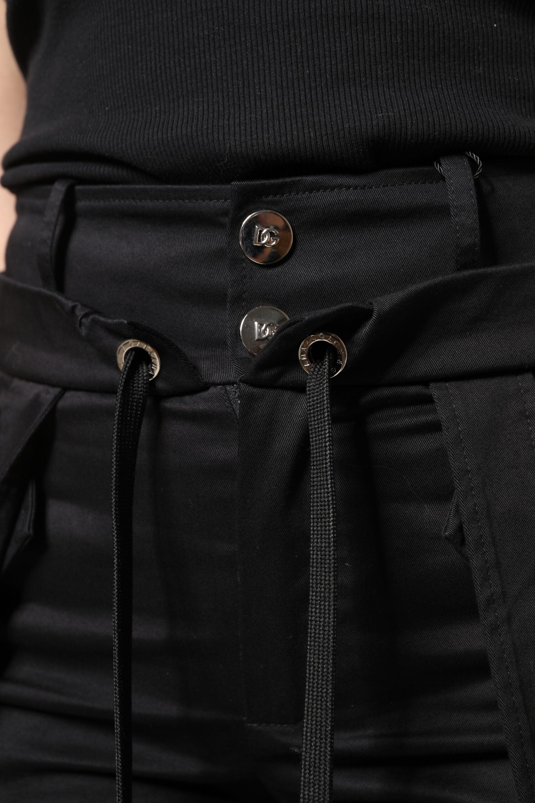 Dolce & Gabbana Black Cotton High Waist Cargo Women's Pants