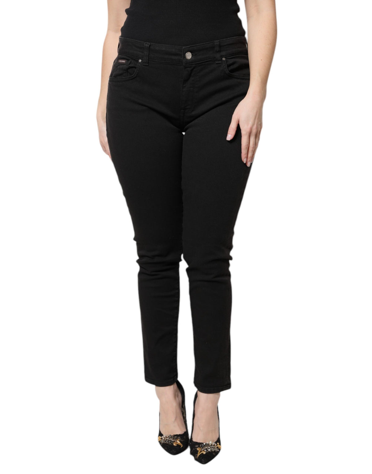 Dolce & Gabbana Black Cotton High Waist Skinny Denim Women's Jeans (Pre-Owned)