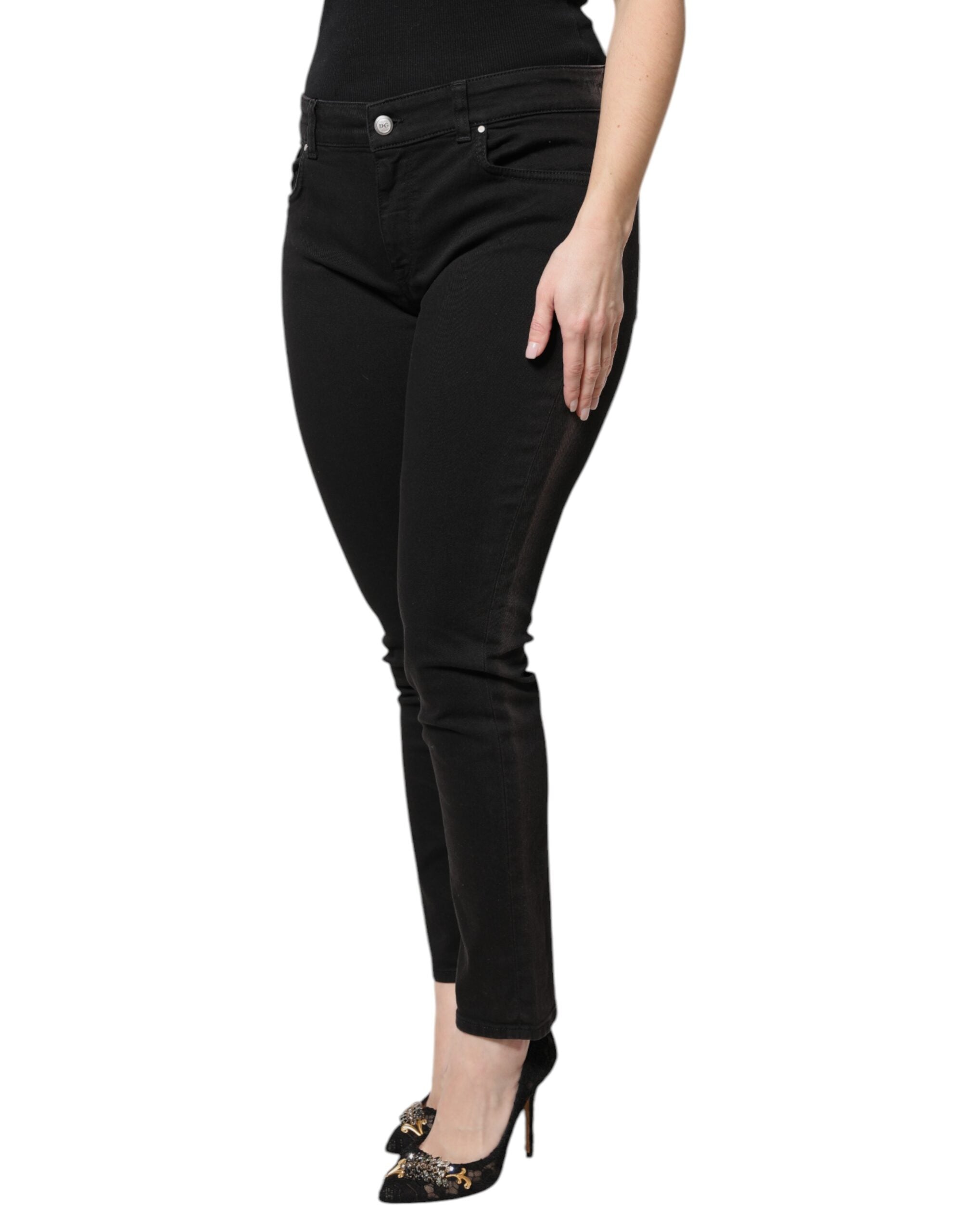 Dolce & Gabbana Black Cotton High Waist Skinny Denim Women's Jeans (Pre-Owned)