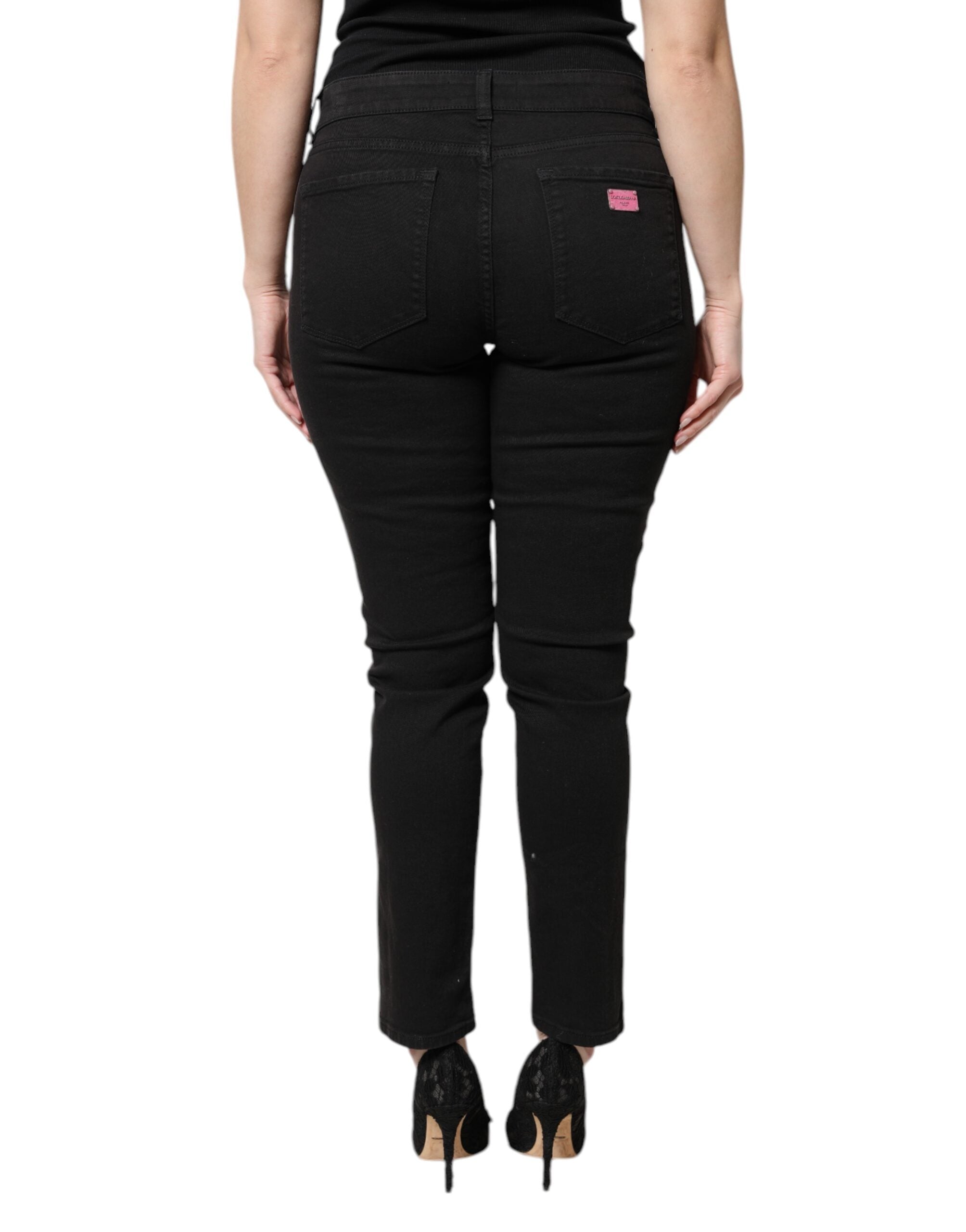 Dolce & Gabbana Black Cotton High Waist Skinny Denim Women's Jeans (Pre-Owned)